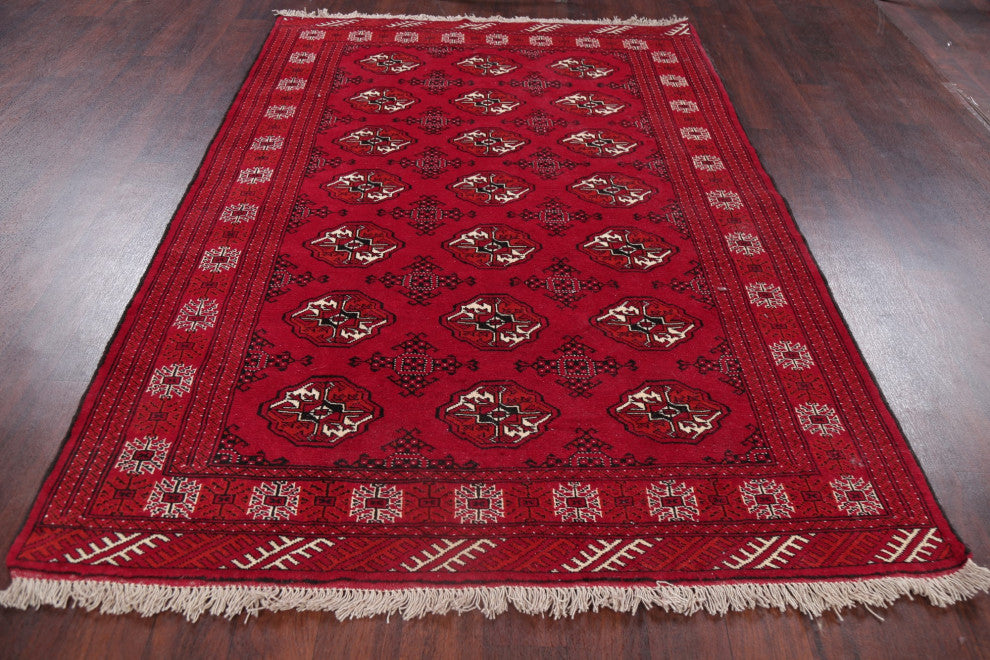 Balouch Oriental Traditional Carpet Hand Made Afghan Area Rug, Red, 7'3"x5'1