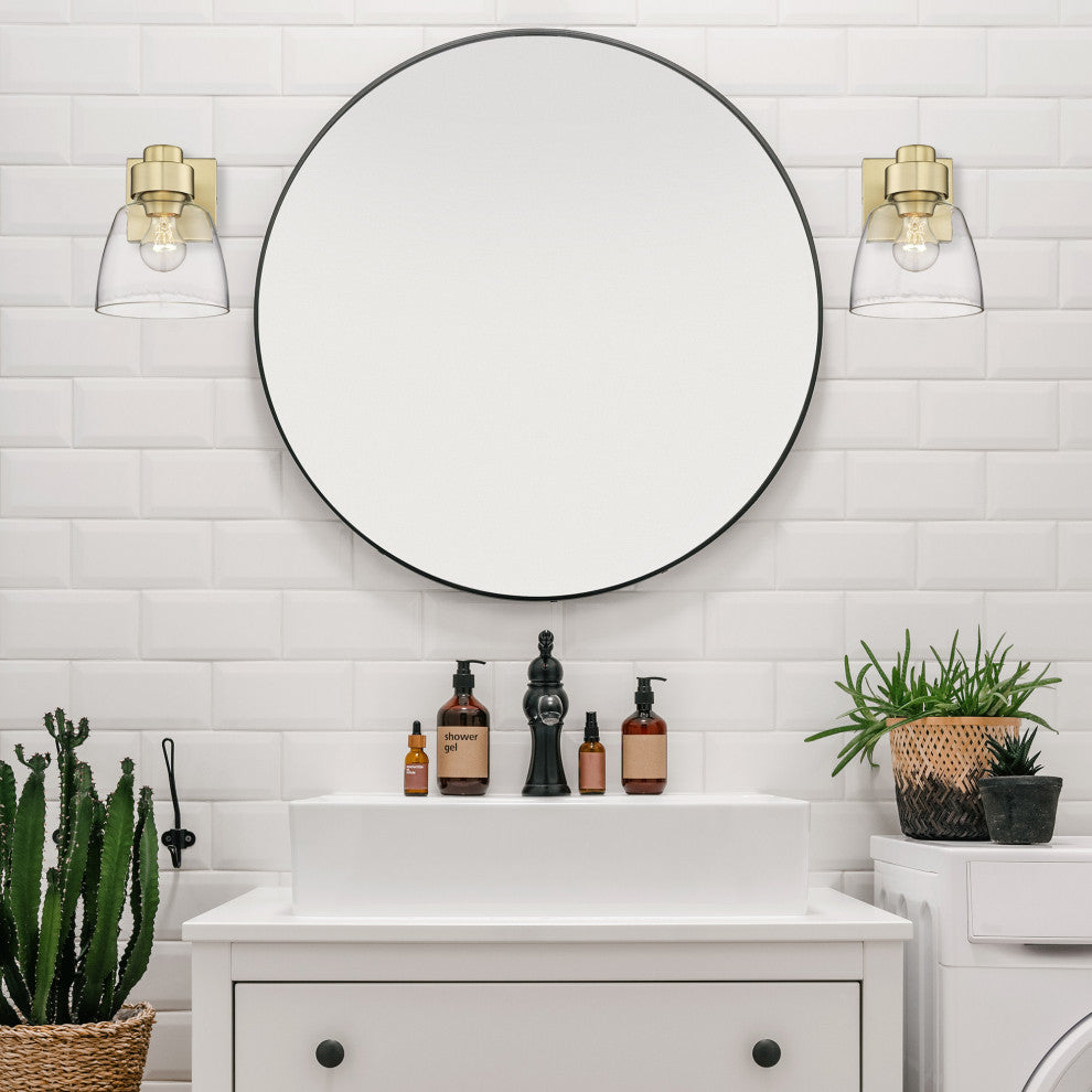 Golden Lighting 0314-1W CLR Remy 9" Tall Bathroom Sconce - Matte Black