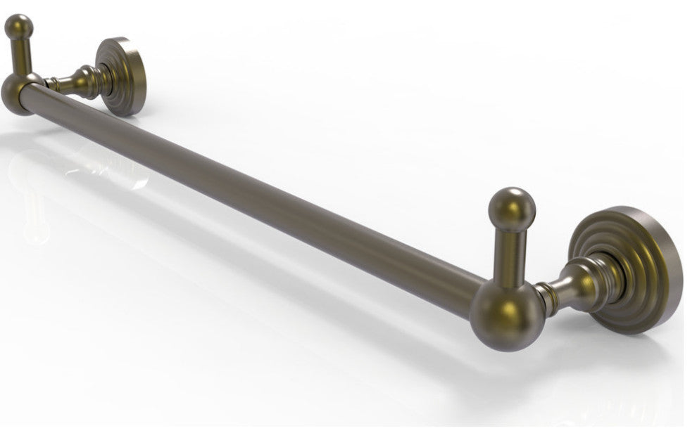 Waverly Place 36" Towel Bar and Integrated Hooks, Antique Brass