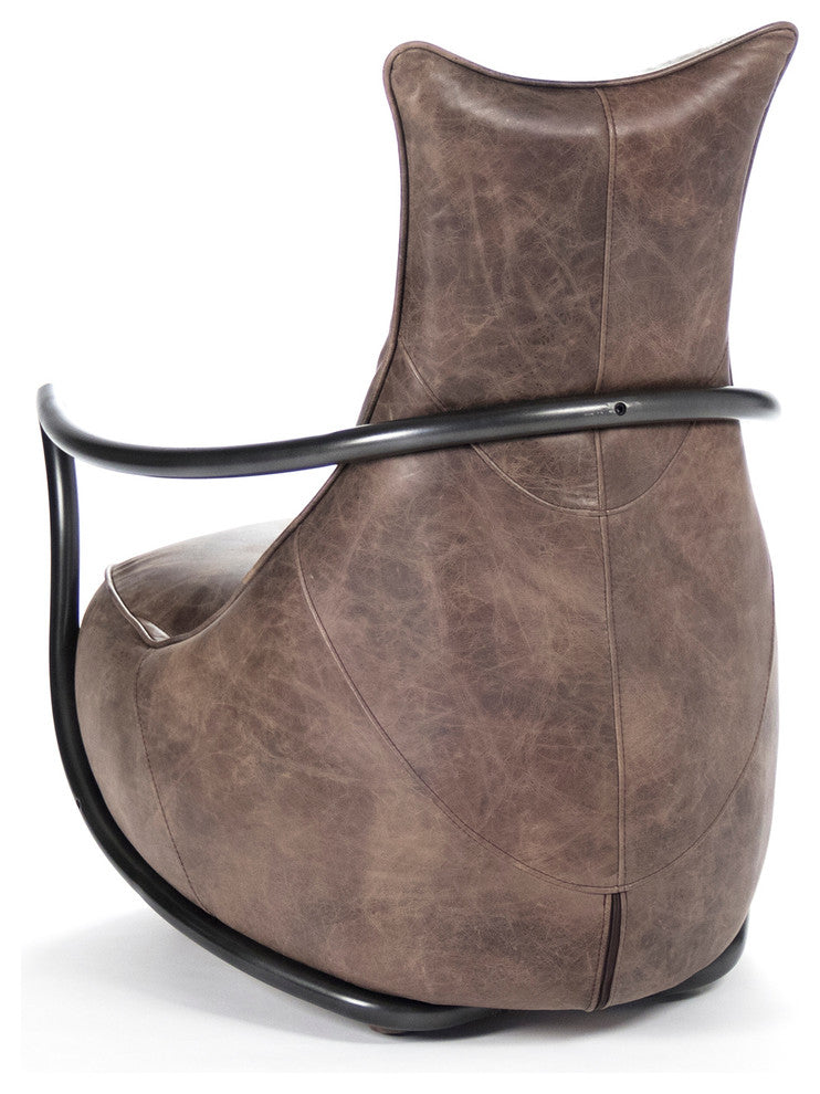 Zak Leisure Chair, Top Grained Brown Leather