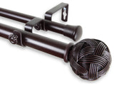Twine 1" Double Curtain Rod 66-120", Mahogany