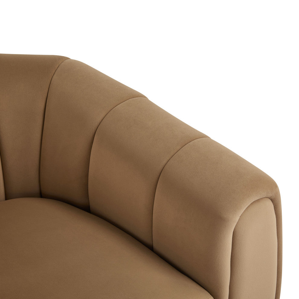GDF Studio 360Â° Modern Swivel Club Chair, Metal Base, Velvet/Camel