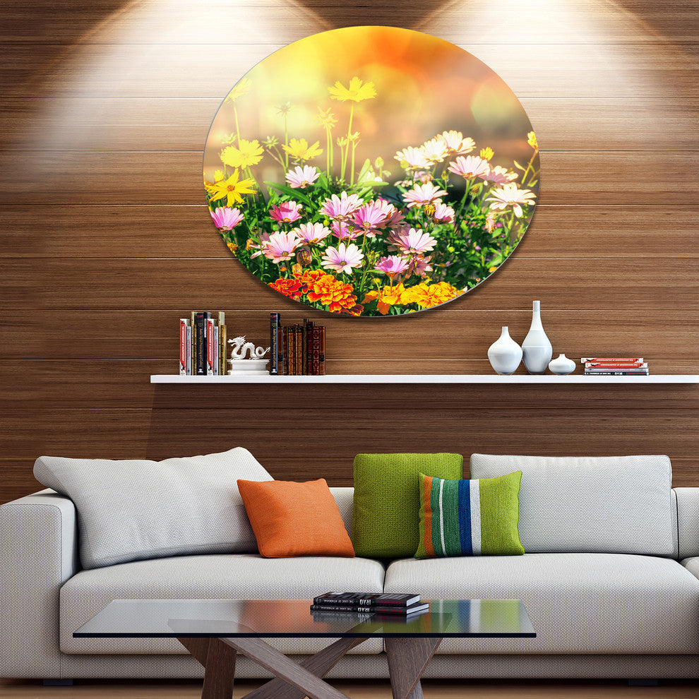 Lovely Multi-Color Little Flowers, Floral Wall Round Wall Art, 36"