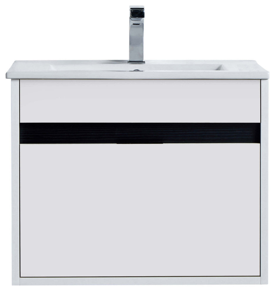 Alpine Wall Mount Bathroom Vanity and Sink, White Matte, 24"