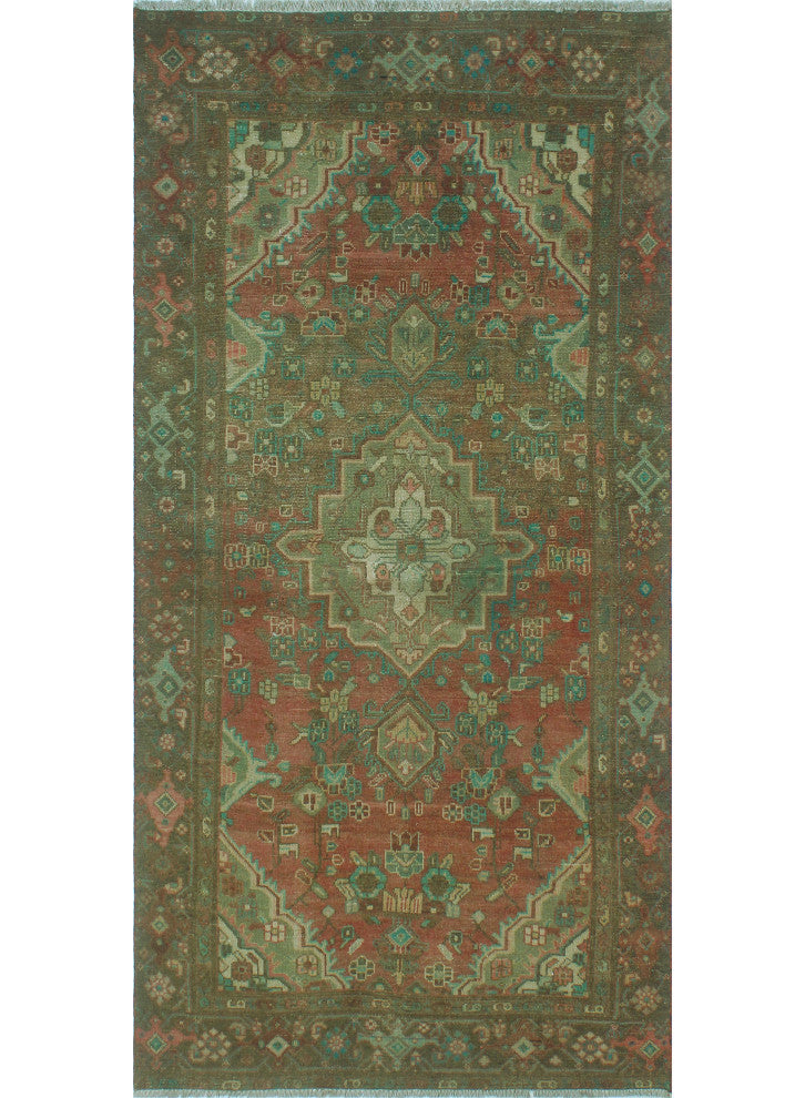 Semi-Antique Karim Rust/Brown Rug, 3'7x7'3