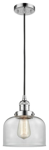 Large Bell 1-Light LED Pendant, Polished Chrome, Glass: Clear