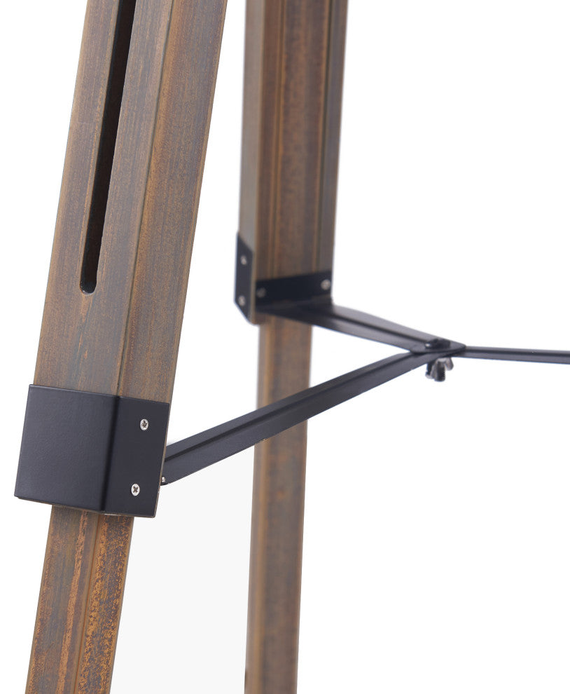 Amlight Tripod Floor Lamp With Gray Stand and Brushed Nickel Touch, White Shade