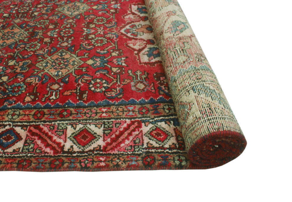 Fine Vintage Distressed Mark Red/Ivory Runner, 3'9x8'10