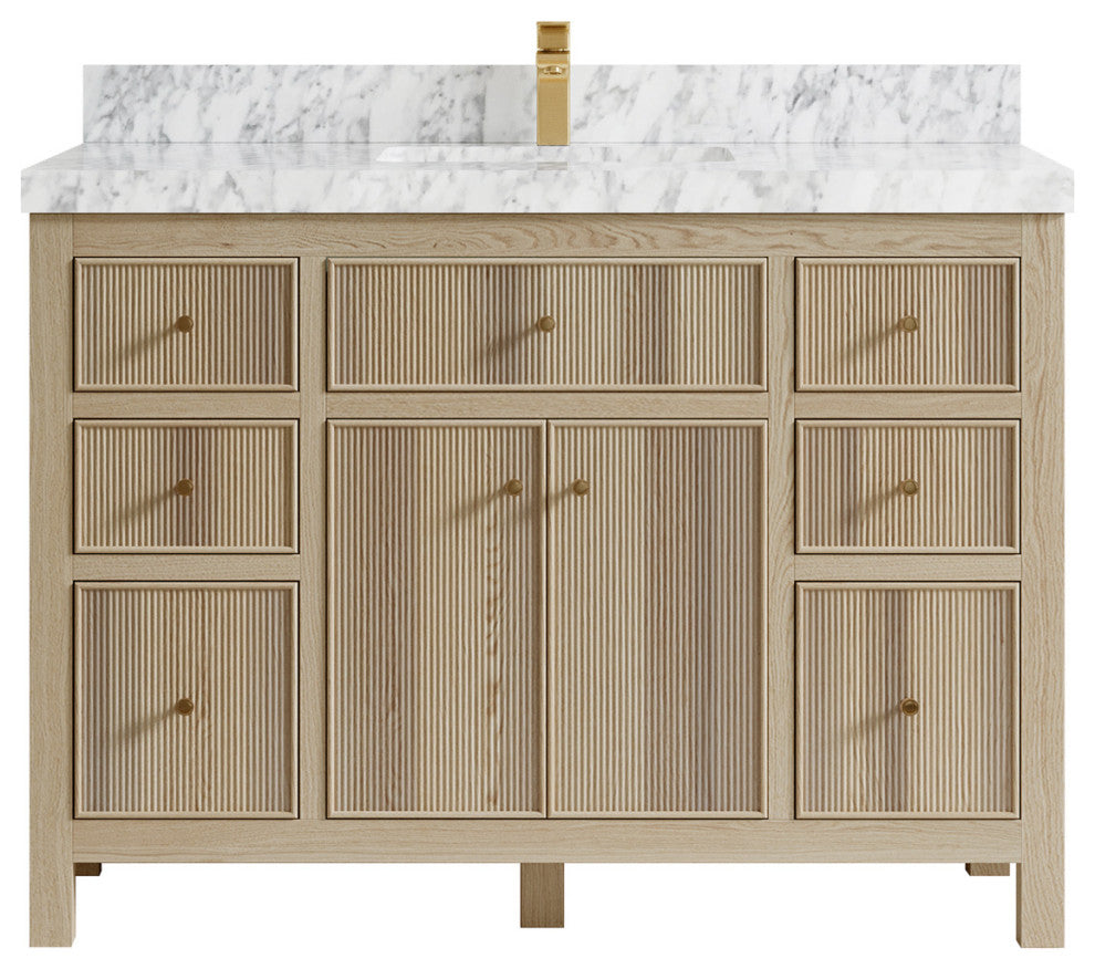 Sonoma Oak 48 Single Sink Bath Vanity with 2" Carrara Marble