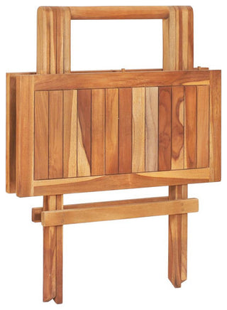 vidaXL Patio Bistro Set 3 Piece Patio Folding Table and Chairs Solid Teak Wood