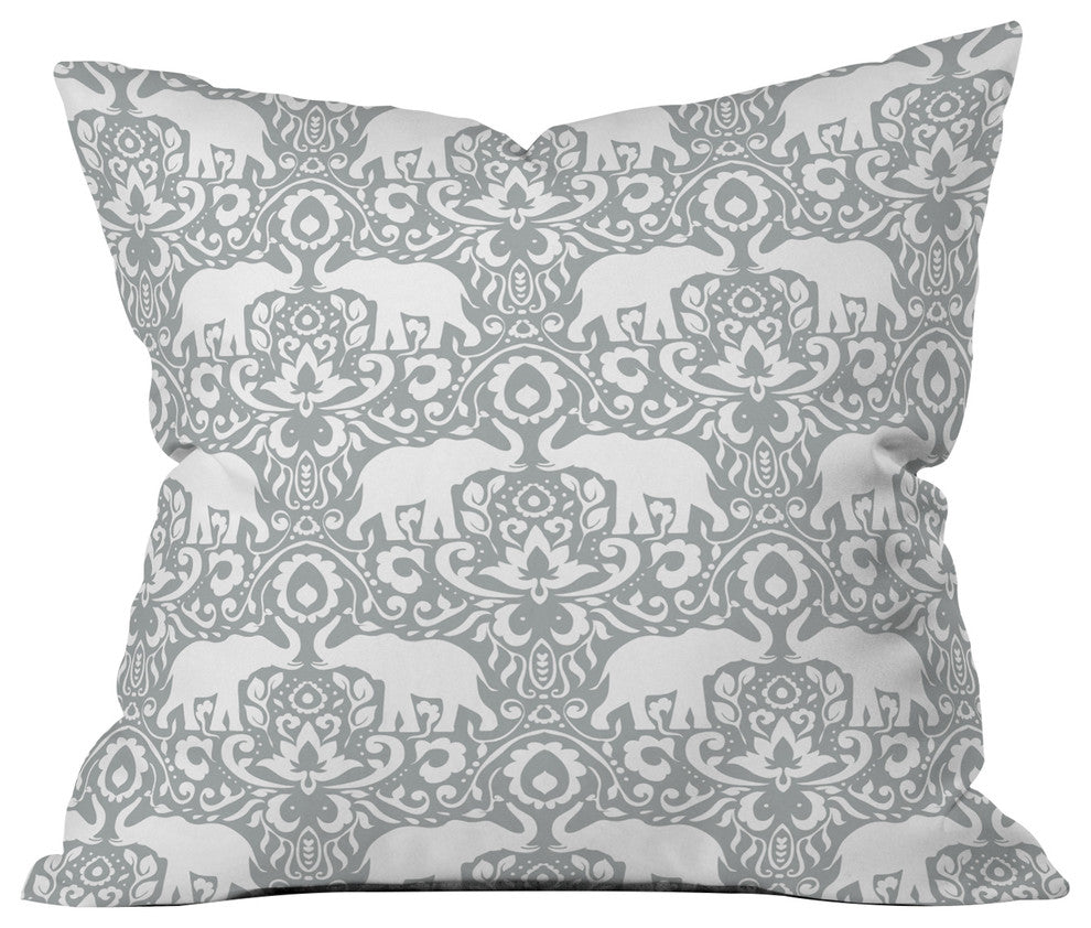 Jacqueline Maldonado Elephant Damask Paloma Throw Pillow, 18"x18"