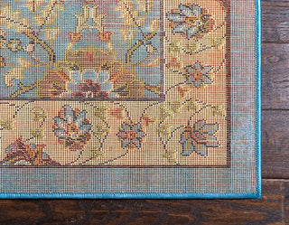 Country and Floral Kashan 2'2"x3' Rectangle Lagoon Area Rug