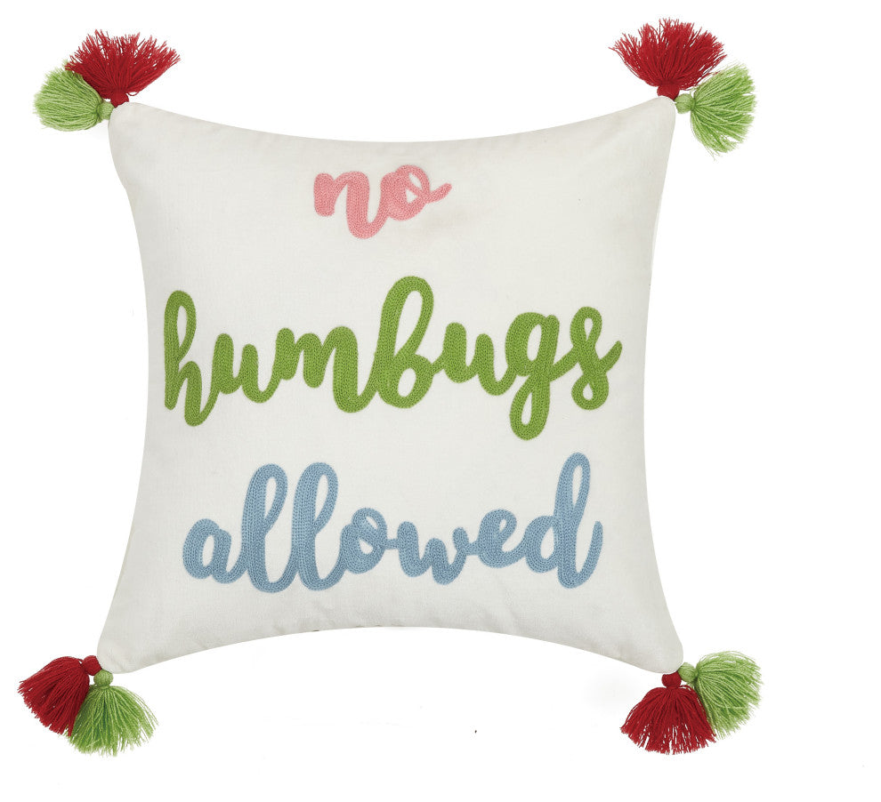 Humbugs Allowed Crewel Tassel Pillow