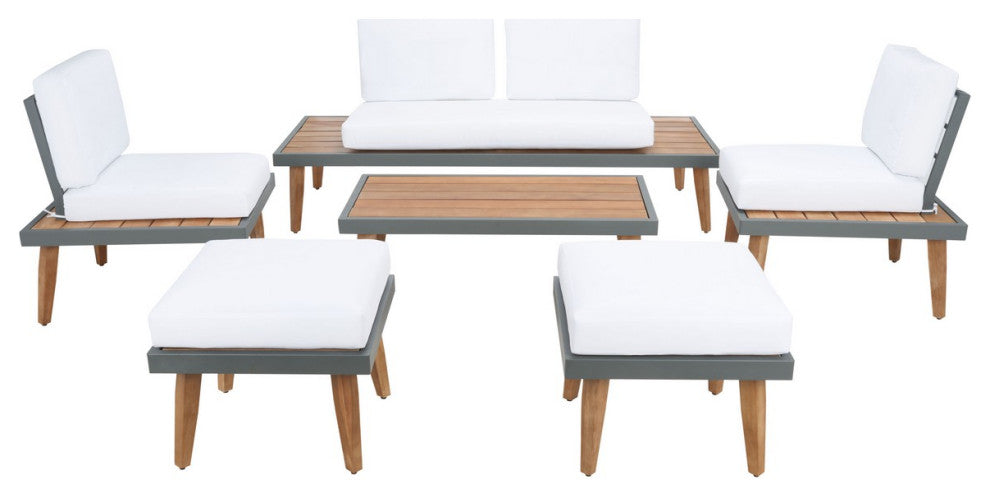 Safavieh Melbrook 6Pc Outdoor Living Se, Natural / White