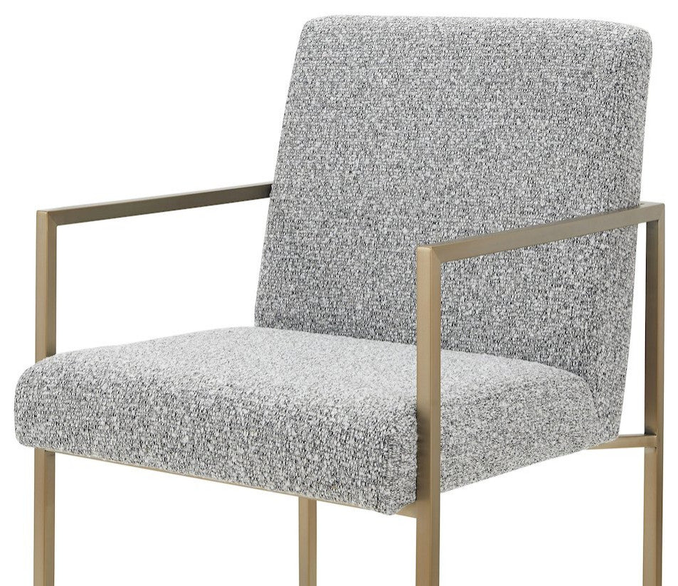Modrest Suzanne, Modern Gray Fabric/Antique Brass Dining Chair