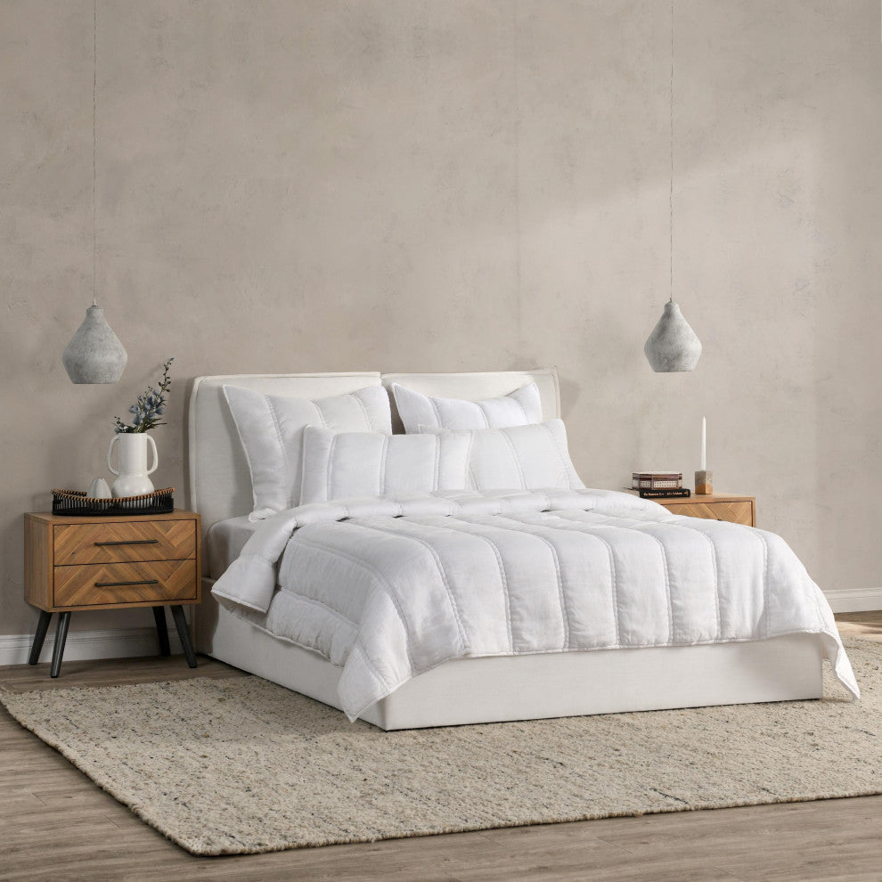 Rowen Sustainable Fabric Quilt by Kosas Home, White, Queen