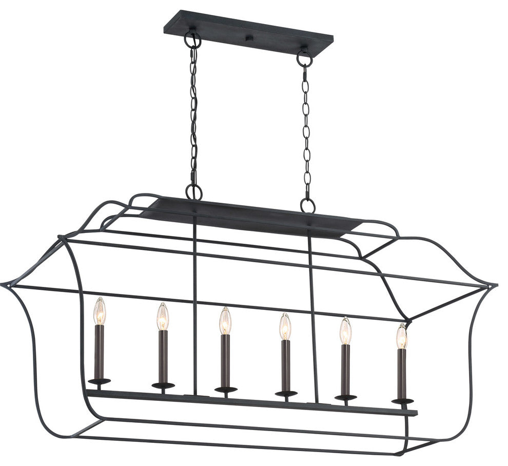 Quoizel GLY648BA Six Light Island Chandelier Gallery Royal Ebony
