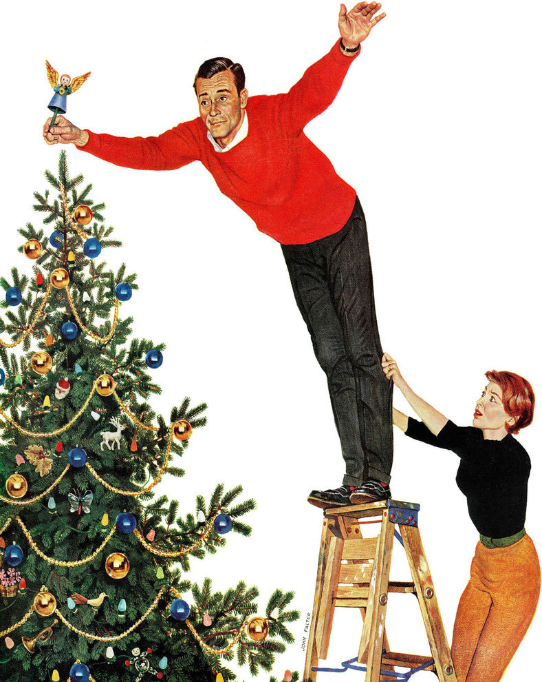 "Topping the Tree" Painting Print on Canvas by John Falter
