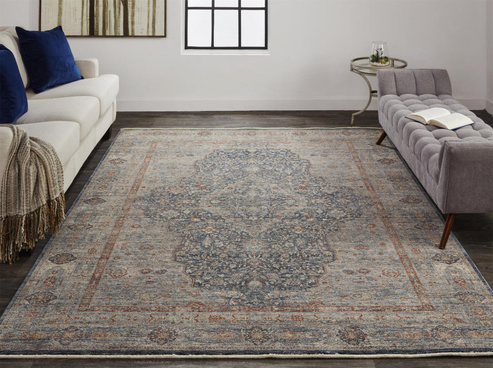 Weave & Wander Gilford Rust/Blue 5'x7'2" Power Loomed Area Rug