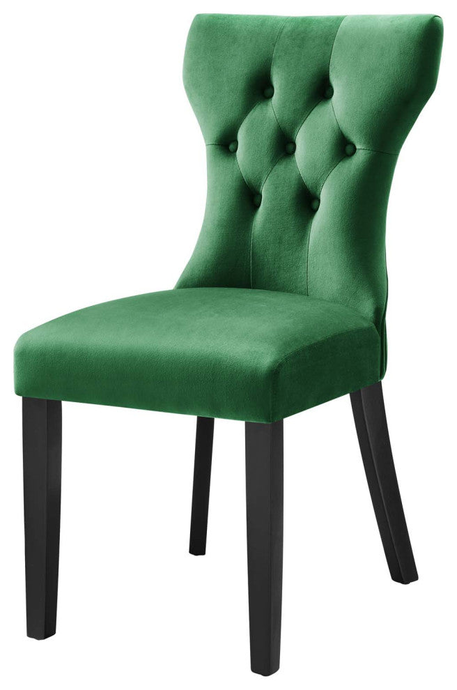 Side Dining Chair, Set of 2, Green, Velvet, Modern, Cafe Bistro Hospitality