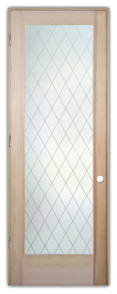 Interior Prehung Door or Interior Slab Door - Diamond Grid - Douglas Fir...