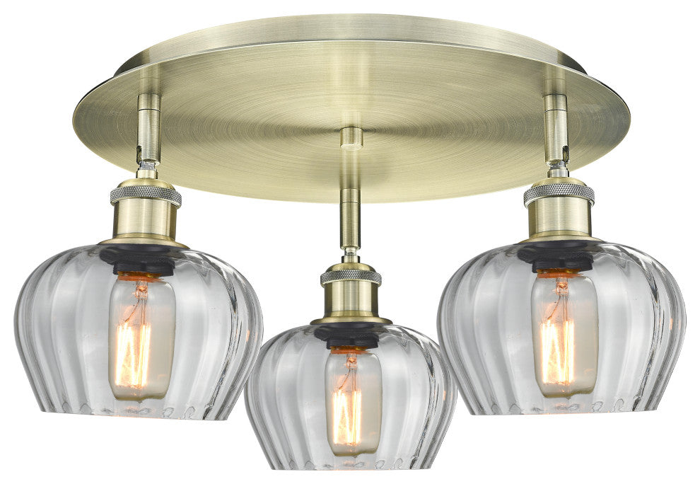 Innovations Fenton 3 18.25" Flush Mount Antique Brass