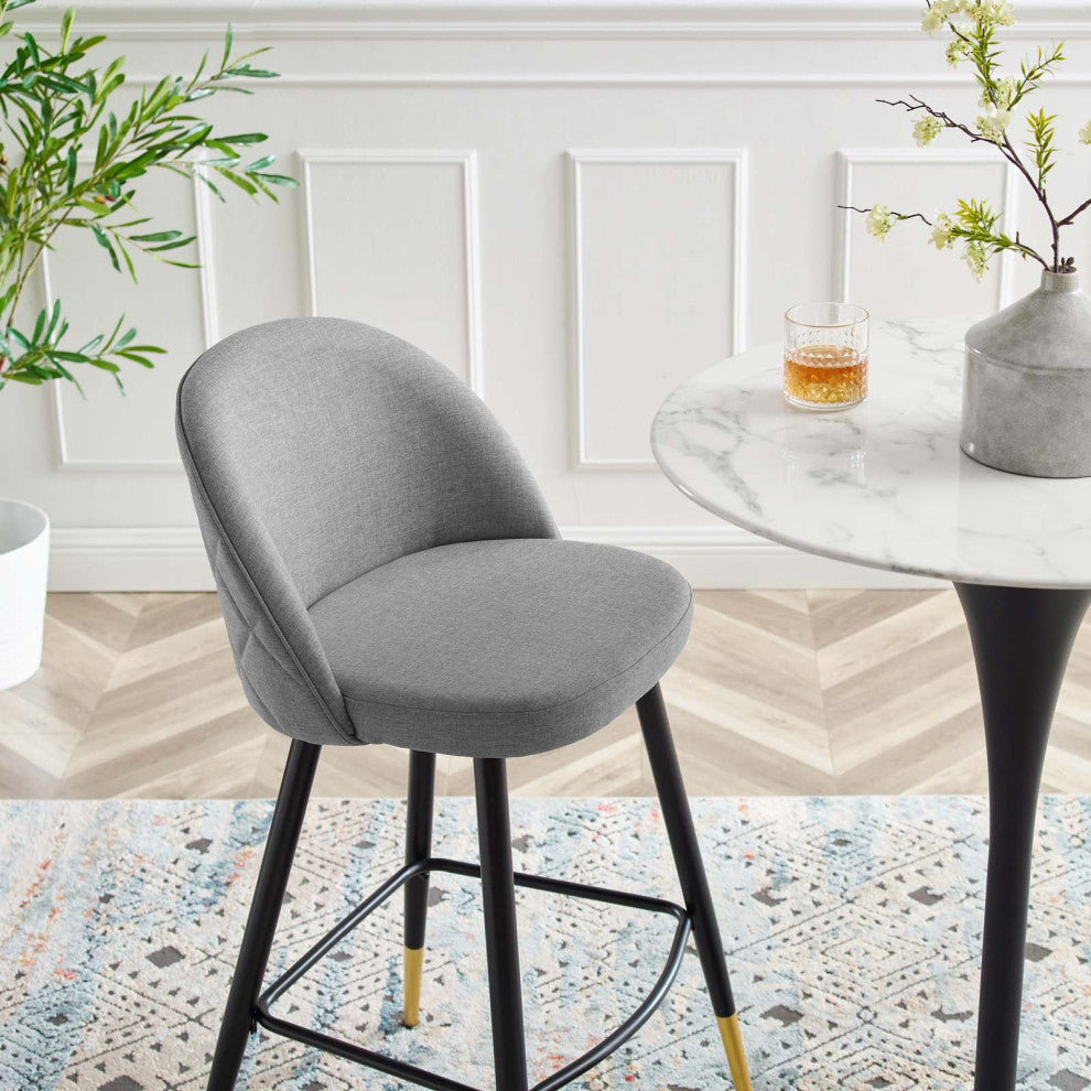 Bar Stool Chair Barstool, Set of 2, Fabric, Metal, Gray, Modern, Bar Pub