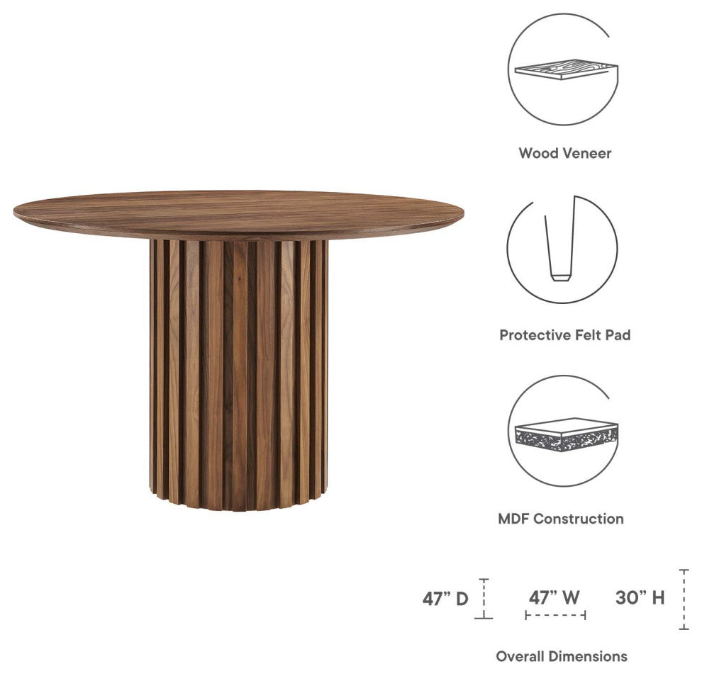 Senja 47" Round Dining Table, Walnut
