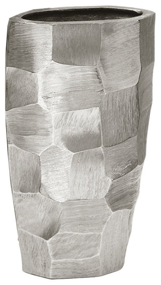 Pounded Metal Vase, Silver