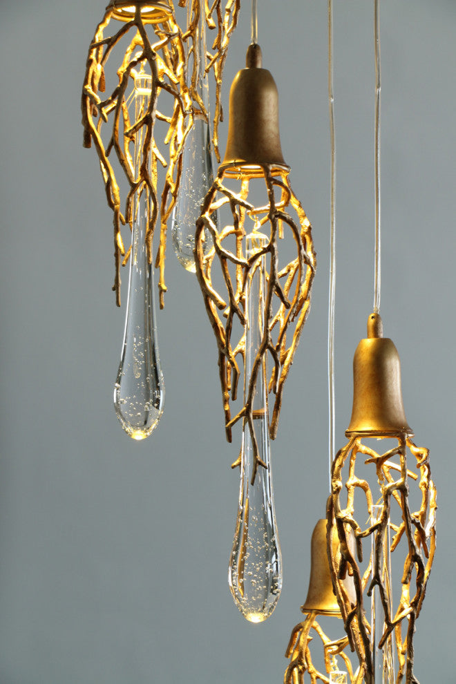 MIRODEMIÂ® Andora | Creative Crystal Chandelier with Clear Glass Drops, 9 Lights, Cool Light