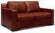 Santiago 100% Top Grain Leather Mid-century Loveseat, Russet Red-Brown