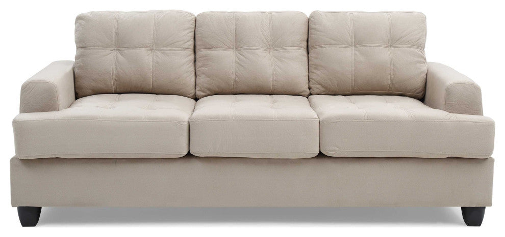 Sandridge 79 in. W Flared Arm Microfiber Straight Sofa, Vanilla
