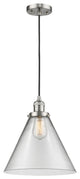 X-Large Cone 1-Light LED Pendant, Brushed Satin Nickel, Glass: Clear