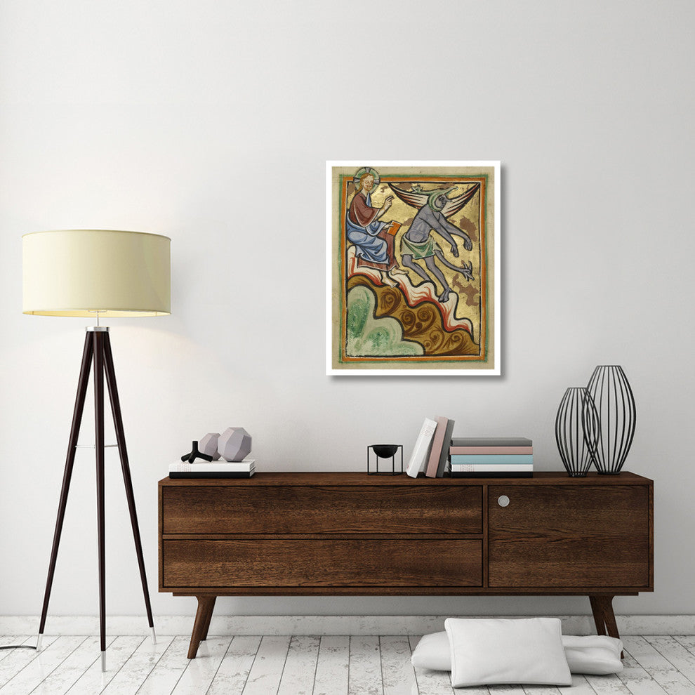"The Third Temptation" Print 12th Century English Illuminator, 30"x37"