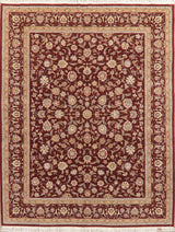 Traditional All-Over Agra Indian Hand-Knotted Oriental Area Rug, Red, 9'10"X7'9"