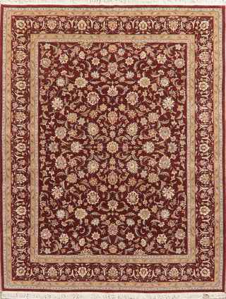 Traditional All-Over Agra Indian Hand-Knotted Oriental Area Rug, Red, 9'10"X7'9"