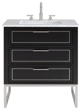 Markham Bathroom Vanity, Midnight Black/Brushed Nickel, 30", Marble Top