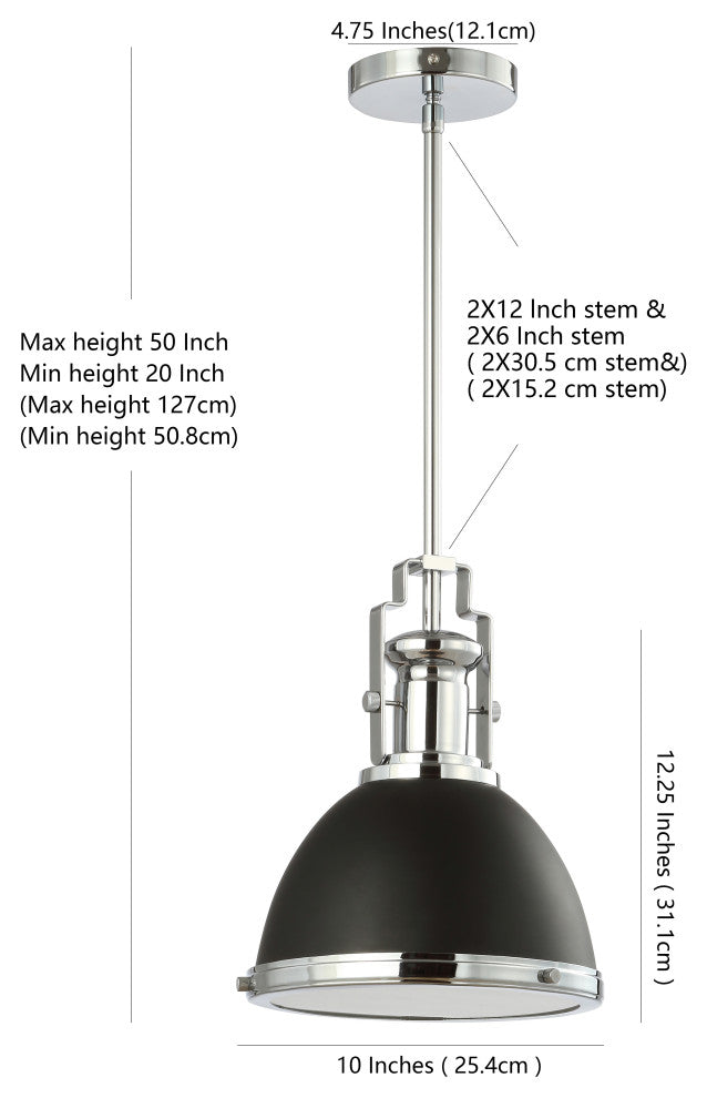 Homer Metal/Glass LED Flush Mount, Black/Chrome, Width: 10"