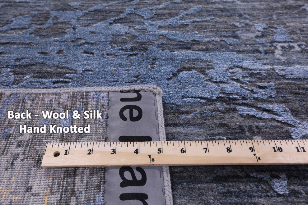 9' 1" X 12' 0" Abstract Wool & Silk Hand Knotted Rug - Q14897