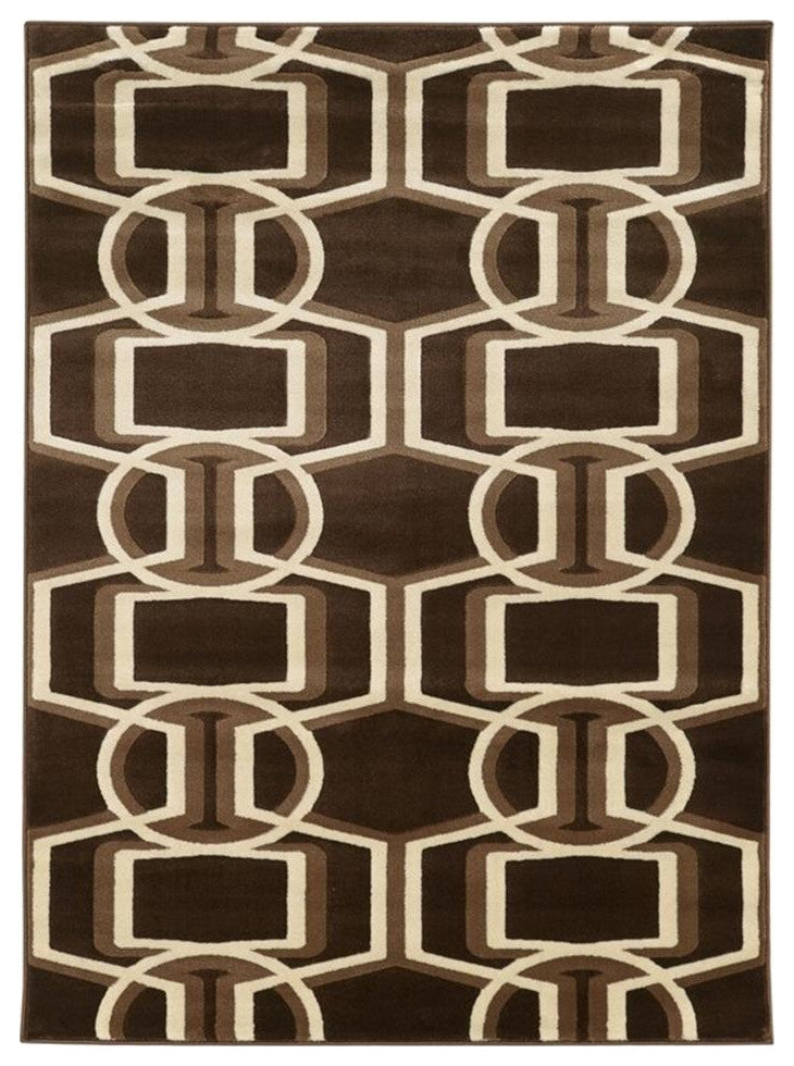 Linon Roma Bridle Power Loomed Polypropylene 8'x10' Rug in Brown