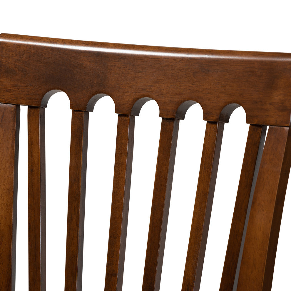 Bosvenna and Gray Upholstered Walnut Brown Finish Wood Dining Chair