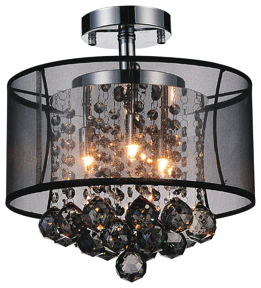 Radiant 3 Light Drum Shade Flush Mount With Chrome Finish