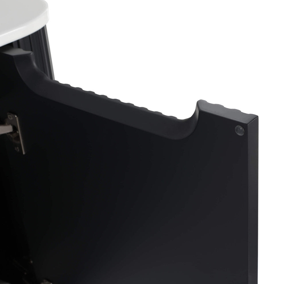 Caskvalley Bath Vanity, Straight Fluted Design Sink Included, Carbon Black, 24"