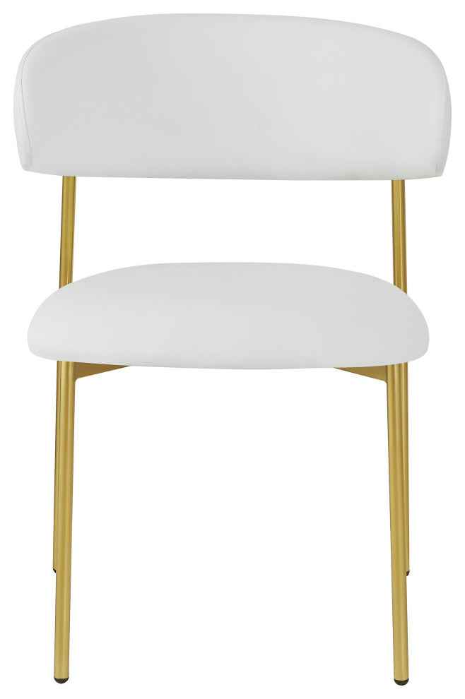 Lupita Vegan Leather Dining Chair, Set of 2, White, Brushed Gold Finish