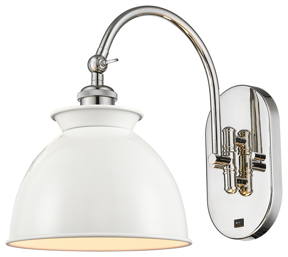 Adirondack Sconce, Polished Nickel, Glossy White, Incandescent