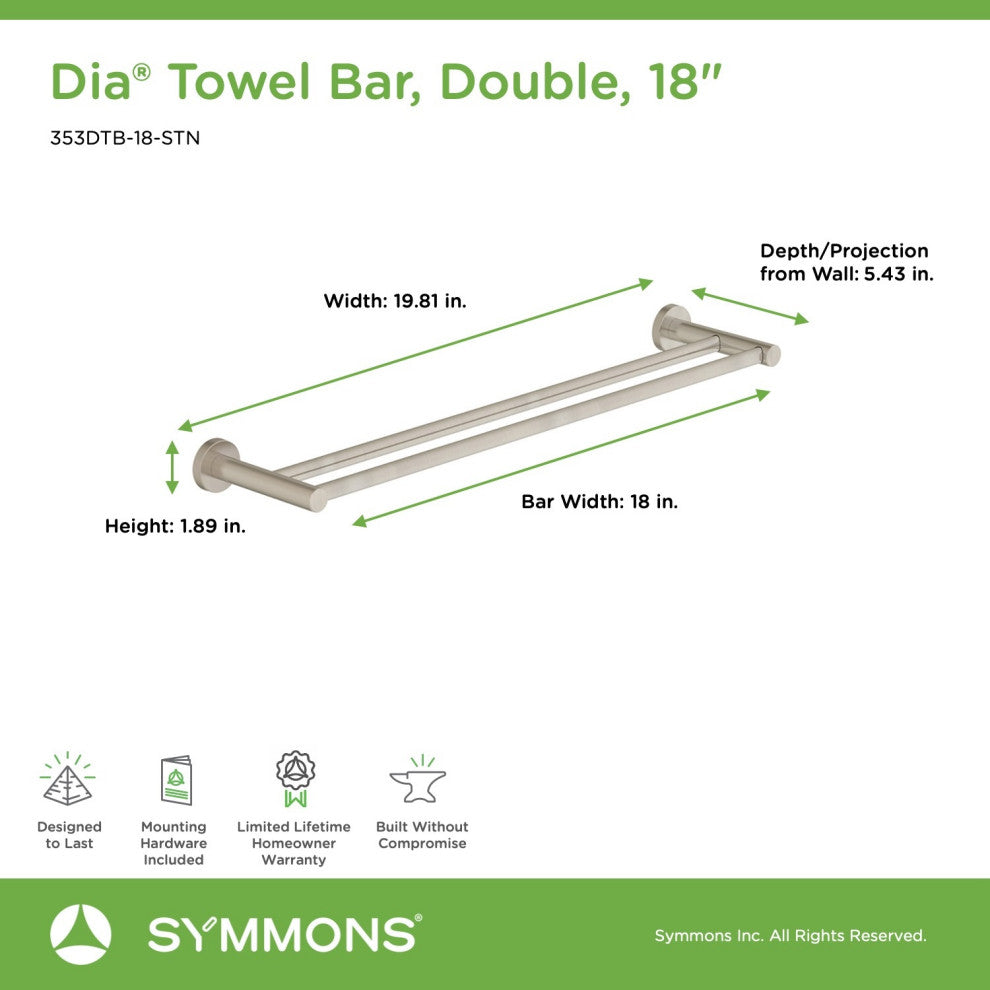 Dia Double Towel Bar, Satin Nickel