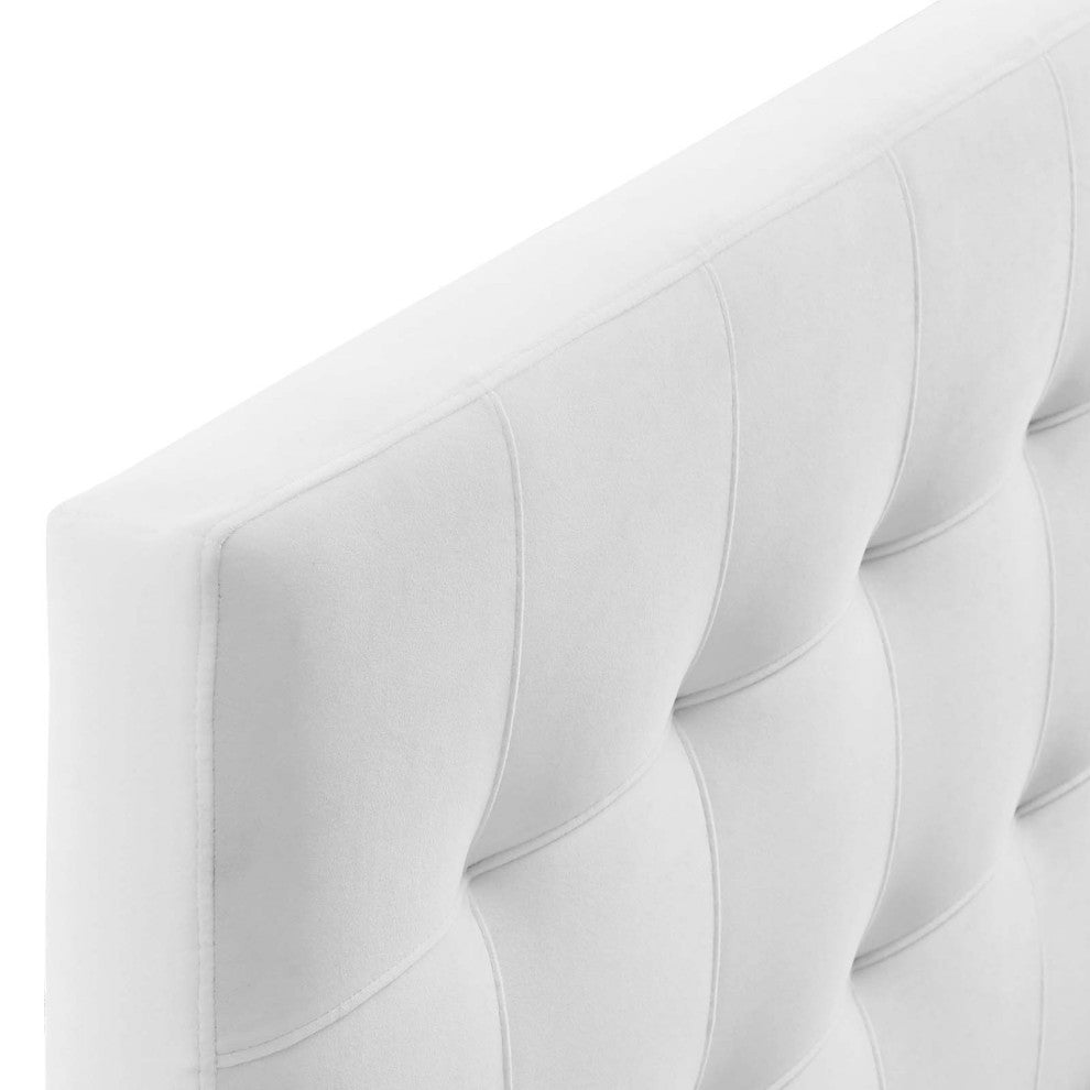 White Lily Biscuit Tufted Full Performance Velvet Headboard