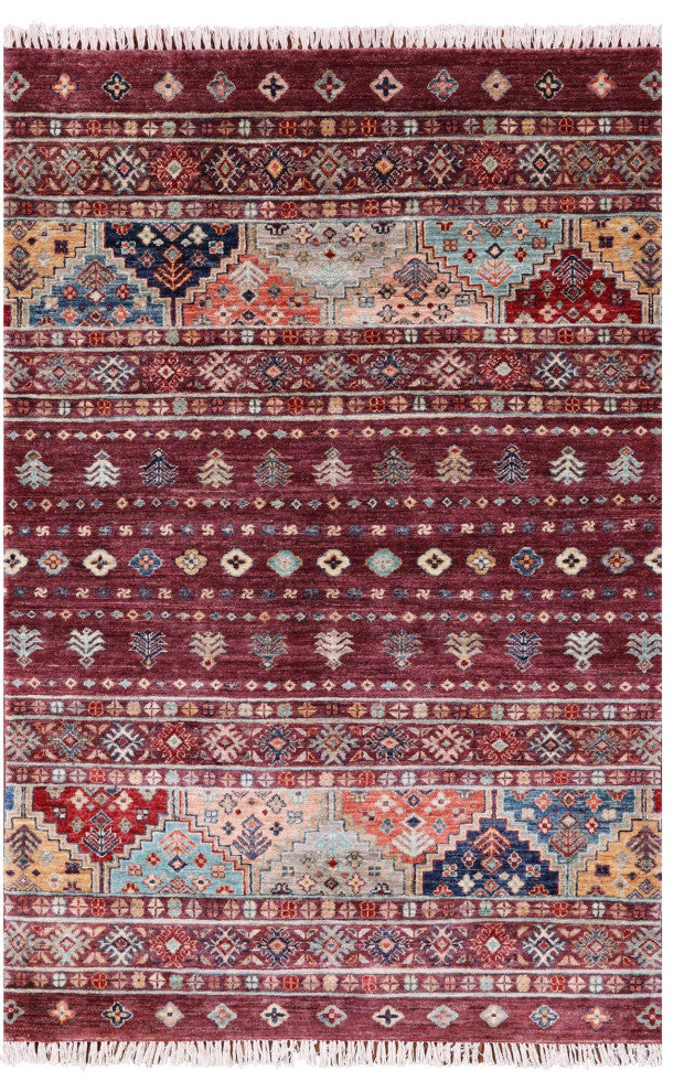 Handmade Super Kazak Khorjin Rug 4' 0" X 6' 0" Q10460