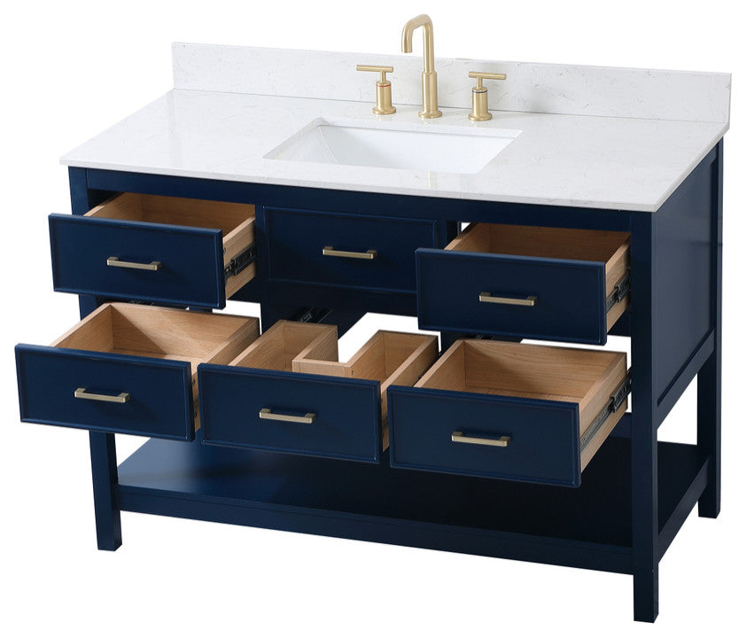 Skylar 48" Single Bathroom Vanity, Blue, With Backsplash
