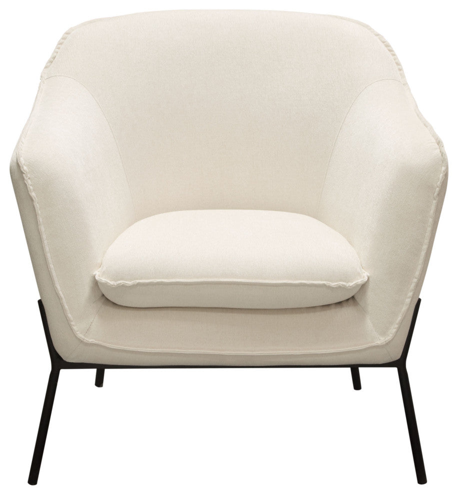 Status Accent Chair in Cream Fabric with Black Powder Coated Metal Leg